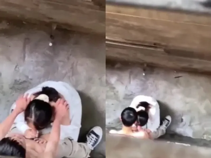 Quay lén em học sinh bú cậu bé người yêu ở khe nhà